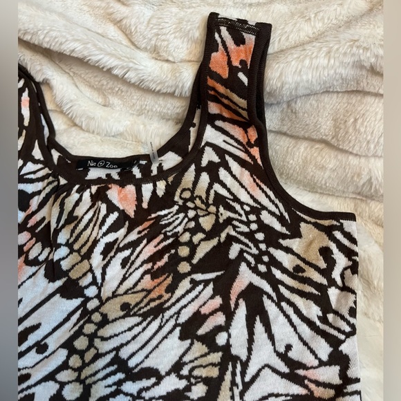 NIC+ZOE Womens S Brown White Butterfly Wing Abstract Print Sleeveless Knit Top - Picture 7 of 7